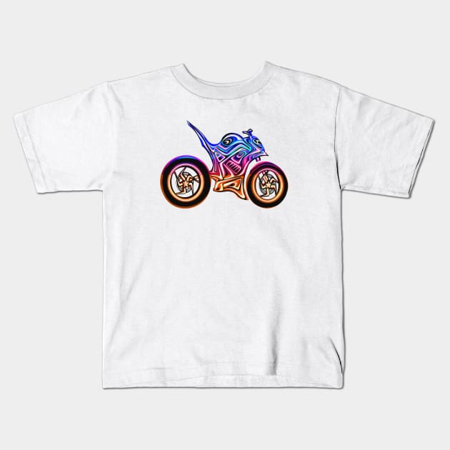 CMYK  Hyper Naked Motorcycle Kids T-Shirt by ogfx